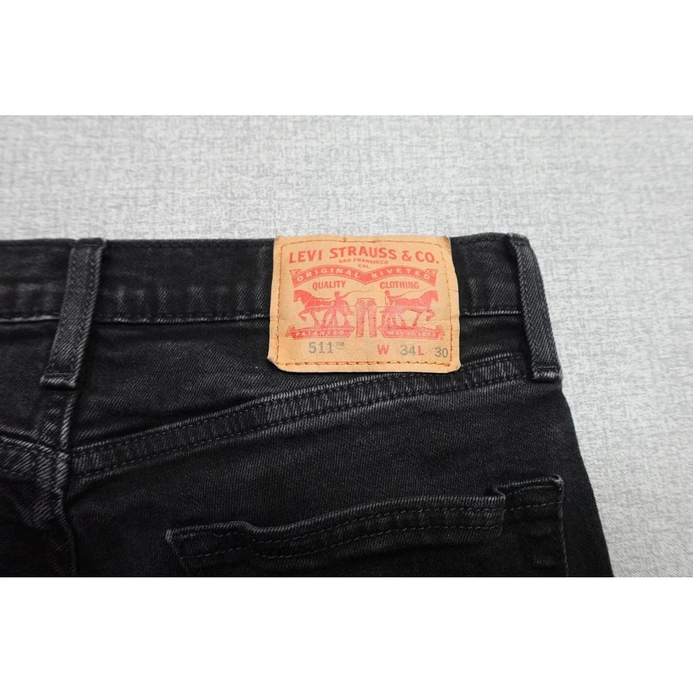 Levi's 511 Slim Fit Jeans Mens 34x30 Black Dark Wash Stretch Denim Casual Pants